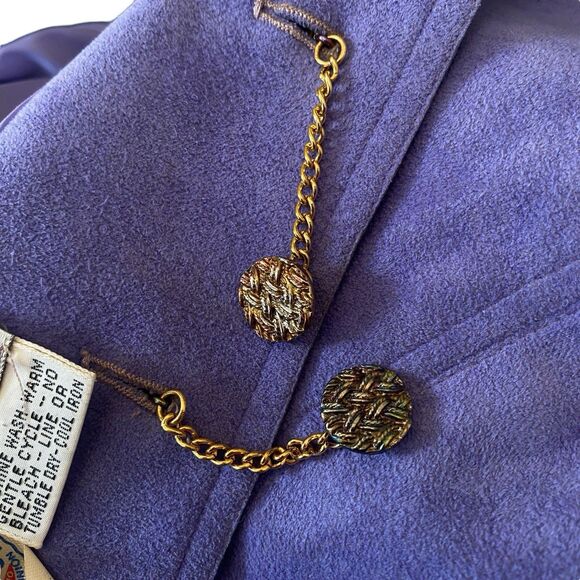 Vtg Ultrasuede Cropped Jacket Sz 14 ( S / M ) Purple Blazer Vegan Suede Washable - Picture 11 of 14